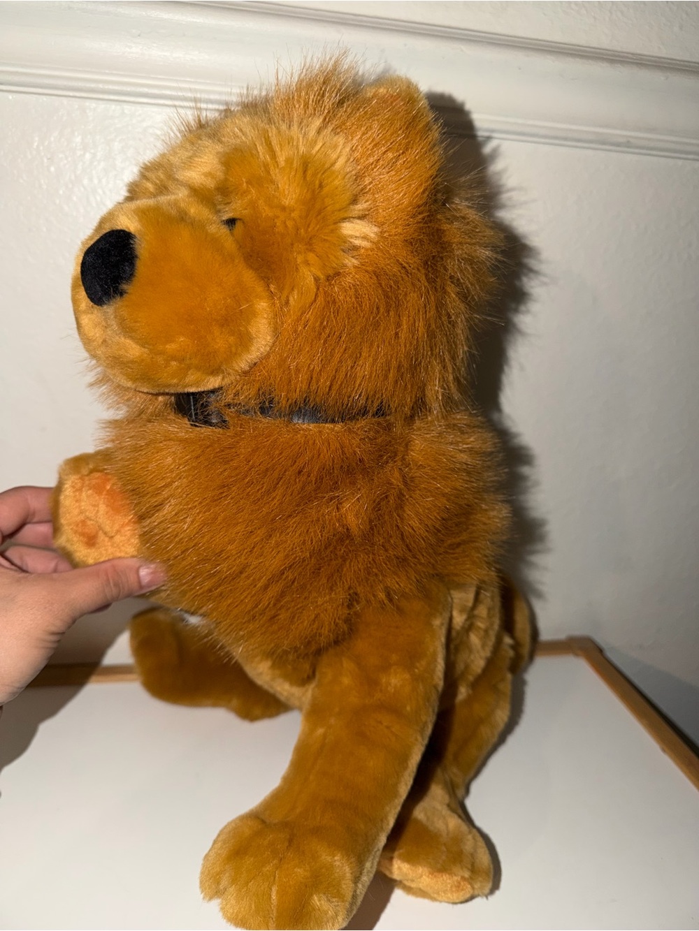 KellyToy Chow Golden Brown Hairy Dog with Black Collar 16"